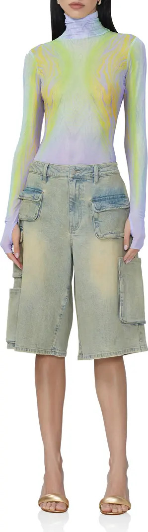 Zadie Print Turtleneck Mesh Top | Nordstrom