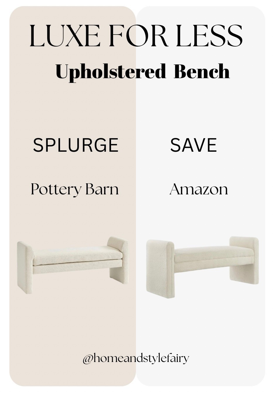 Luxe for less
The perfect accent piece. This modern teddy bouclé bench features elegant armrests that instantly elevate any space.

home accessories, neutral aesthetic, modern organic home, cozy luxury, amazon favorites, home upgrade ideas, simple home refresh, curated home, interior styling, high end home look, neutral home decor, amazon home finds, luxury for less, marble tray styling, plush towels, elevated everyday items, home styling tips, designer look for less

#homeinspo #neutralhome #neutraldecor #homedecor #homerefresh #bench 

#LTKhome #LTKsummer #LTKcanada
