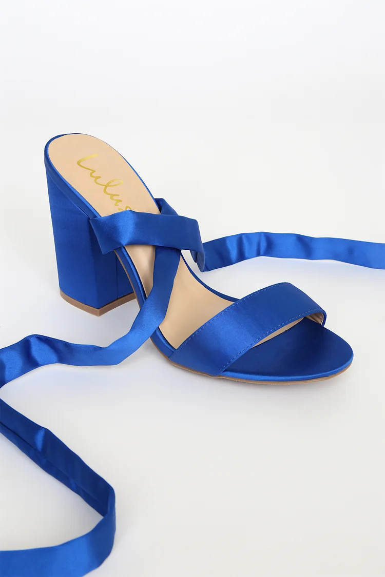 Alta Blue Satin Lace-Up Heels | Lulus (US)