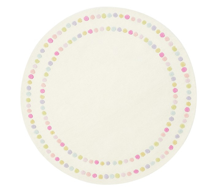 Rainbow Pearl Dot Border Round Rug | Pottery Barn Kids