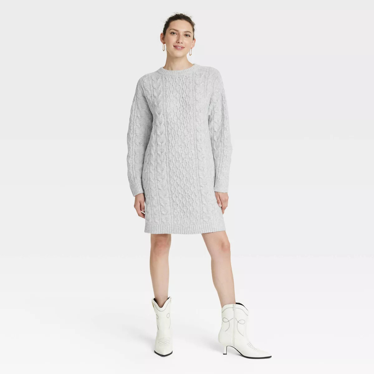 Women's Long Sleeve Cable Knit Mini Sweater Dress - Universal Thread™ | Target