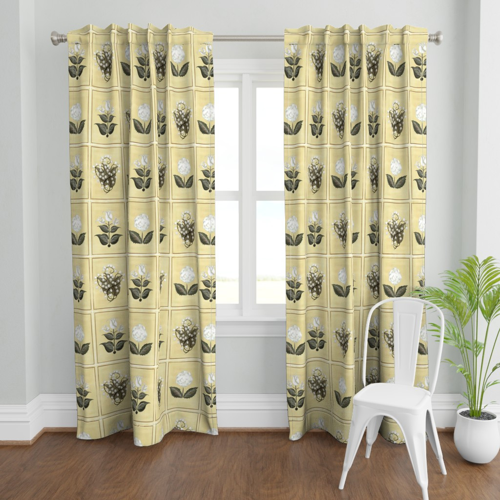 Curtain in Botanical Border Small Flowers | Spoonflower