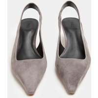 M&S Suede Kitten Heel Pointed Slingback Shoes Light Grey | Marks & Spencer (UK)