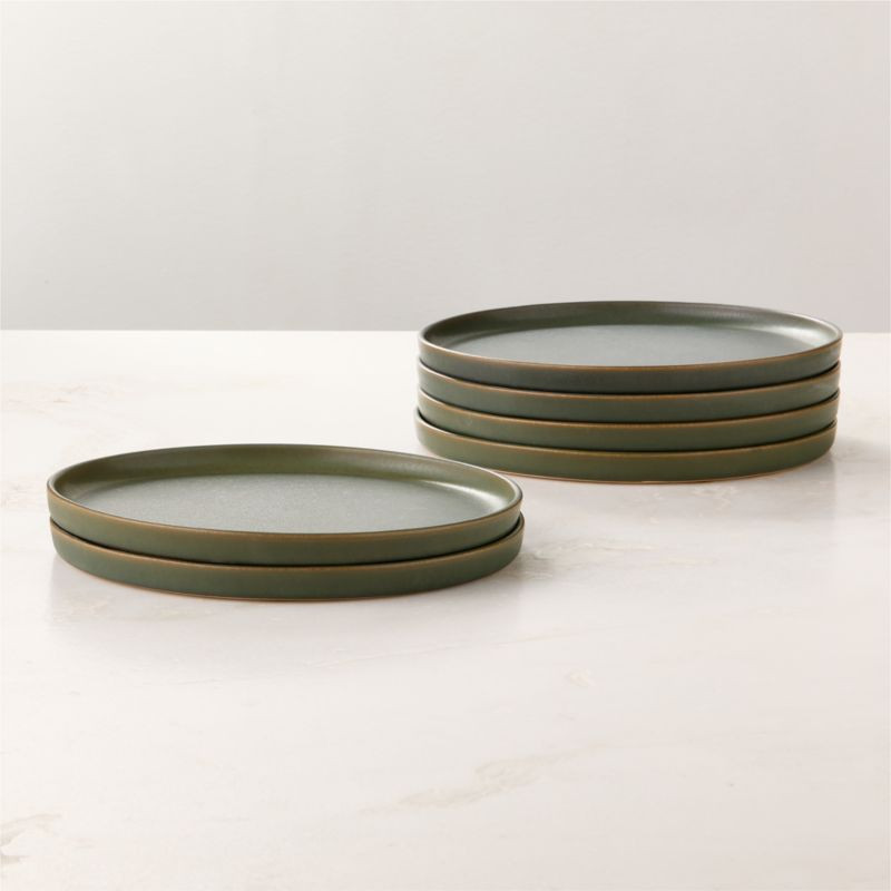 Drift Green Salad Plates with Reactive Glaze Set of 6 + Reviews | CB2 | CB2