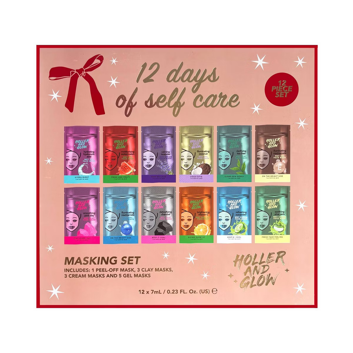 Holler and Glow 12 days of Self Care Clay Mask Gift Set Advent Calendar - 12pc | Target