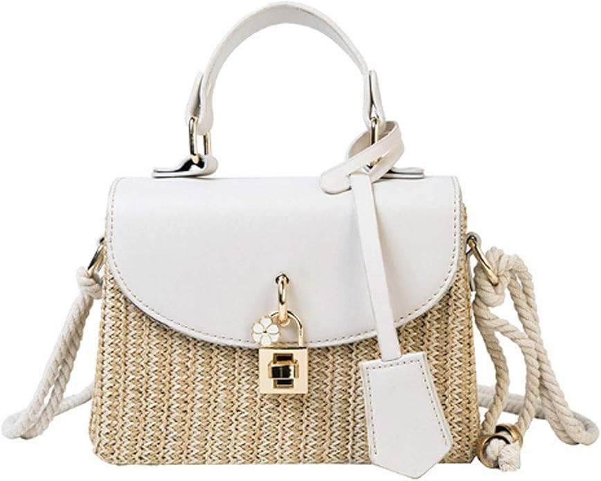 Women Mini Straw Woven Cross-body Shoulder Bag Top-handle Bag Handbag | Amazon (US)