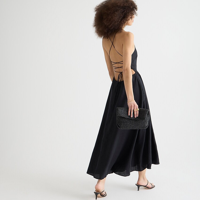 Strappy-back linen midi dress | J. Crew US