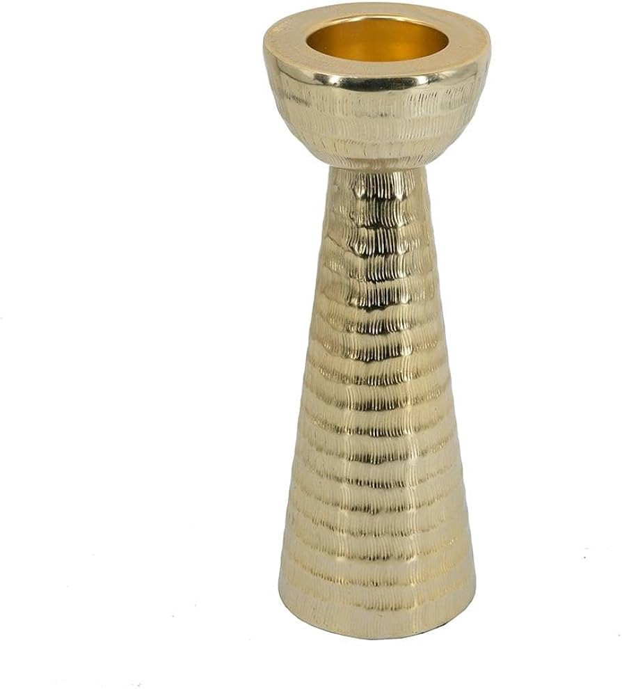 D5x14 Elegant Gold Hammered Aluminum Pillar Candle Holder - Luxurious Decorative Accent for Home ... | Amazon (US)