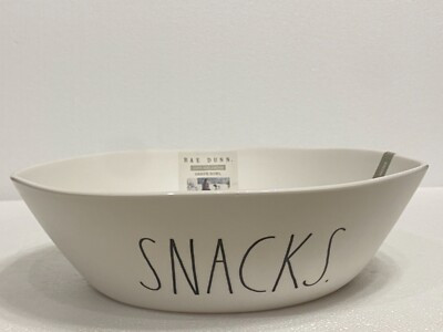 Rae Dunn WHITE Melamine "SNACKS" Platter LARGE 12 inch Serving Bowl NEW | eBay US