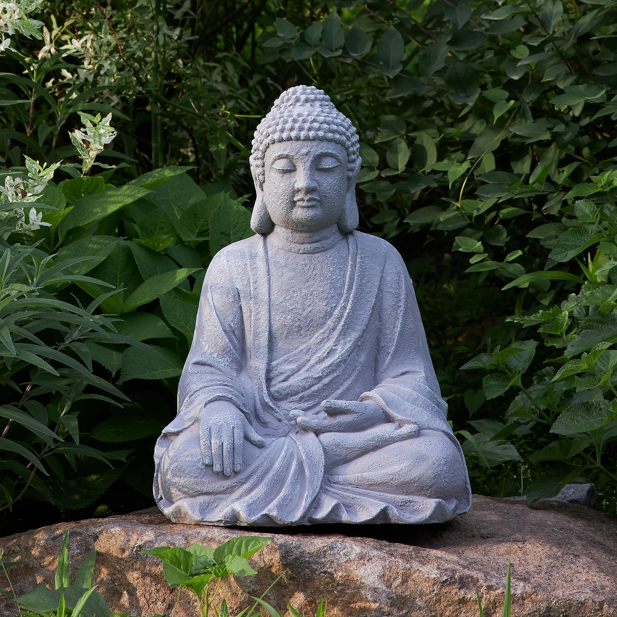 TOETOL Large Buddha Statue Outdoor Zen Decor Medium 20” High Yard Decor Magnesium Oxide Stone G... | Amazon (US)