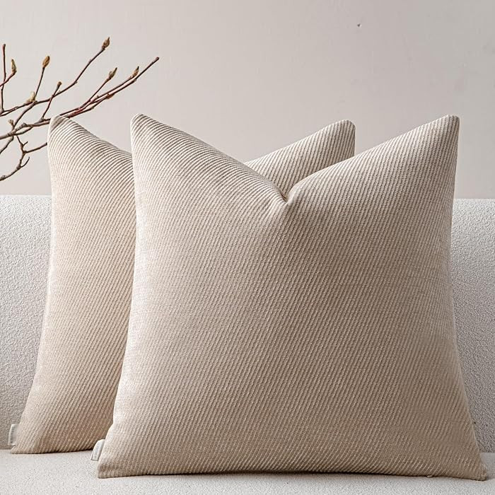 a moment Pack of 2 Decorative Chenille Throw Pillow Covers with Twill Cushion Covers for Sofa Liv... | Amazon (US)