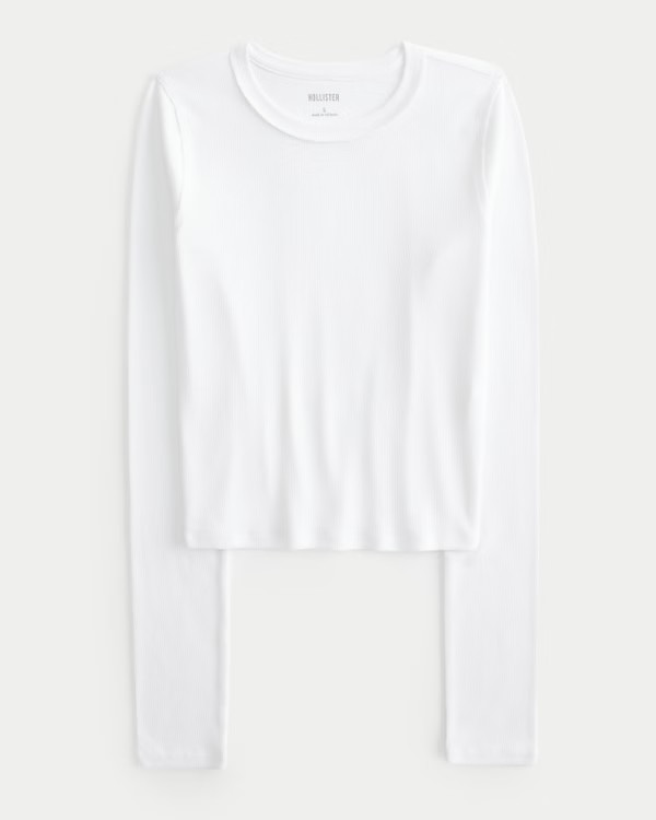 Ribbed Long-Sleeve Crew Top | Hollister (US)