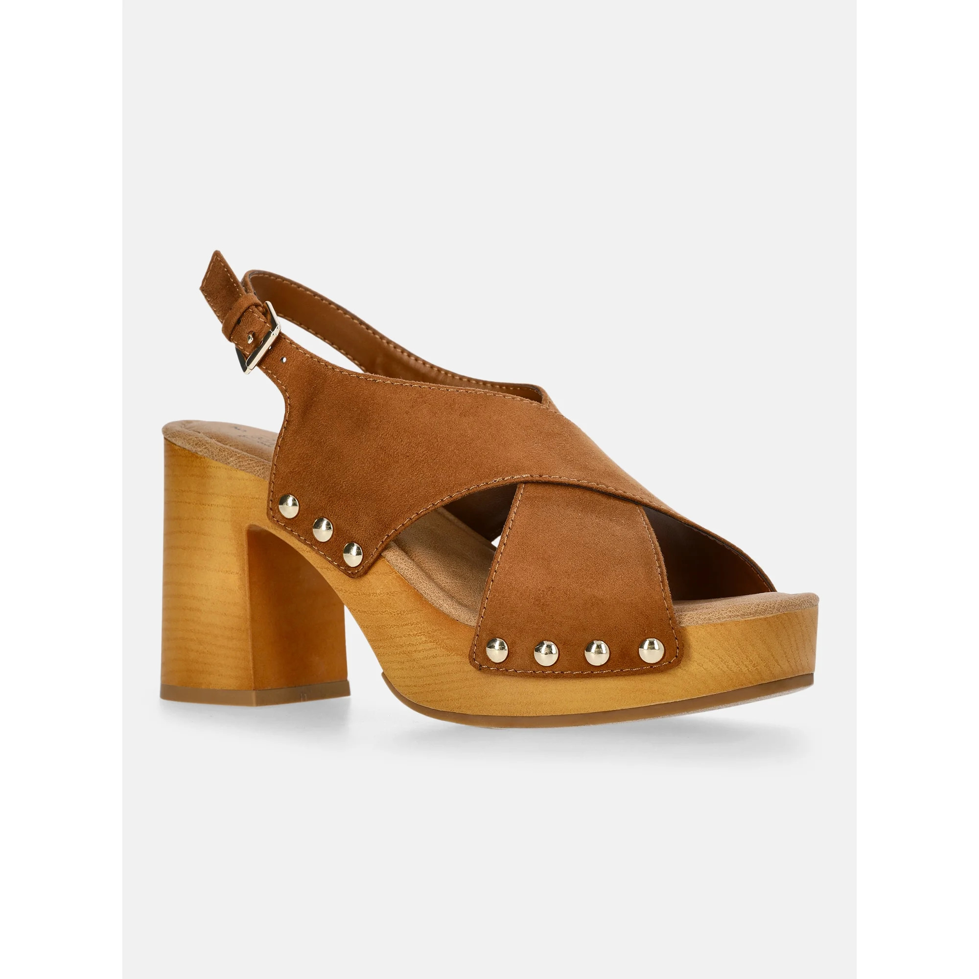 Time and Tru Women's X-Band Heeled Sandals | Walmart (US)