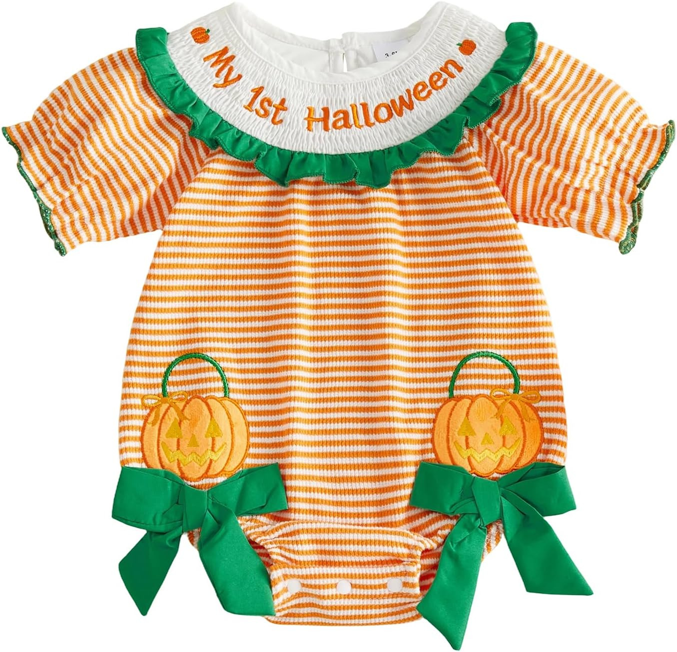 My First Halloween Baby Girl Outfit Pumpkin Bubble Romper | Amazon (US)