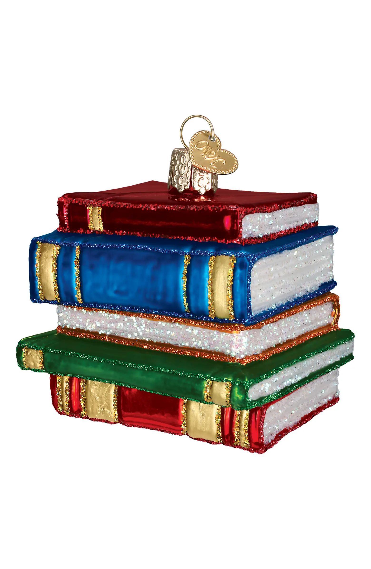 Stack of Books Glass Ornament | Nordstrom