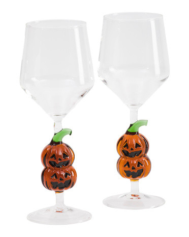 2pk Figural Jack O Lantern Wine Glasses | TJ Maxx