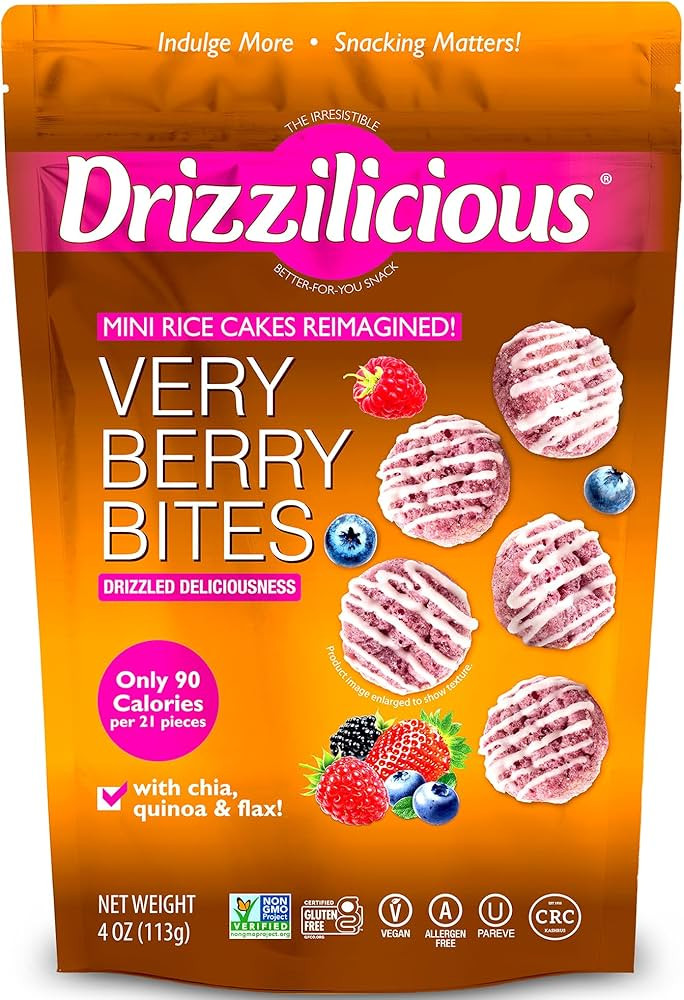 Drizzilicious Mini Flavored Rice Cakes Very Berry - Rice Crisps, Healthy Snack for Adults and Kid... | Amazon (US)