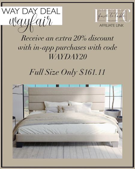 Wayfair Way Day Sale. Follow @farmtotablecreations on Instagram for more inspiration.

Use code WAYDAY20 for an extra 20% off in-app purchases. Elison Platform Bed with Fabric Upholstered Headboard and Wooden Slats. 

#LTKstyletip #LTKhome #LTKsalealert