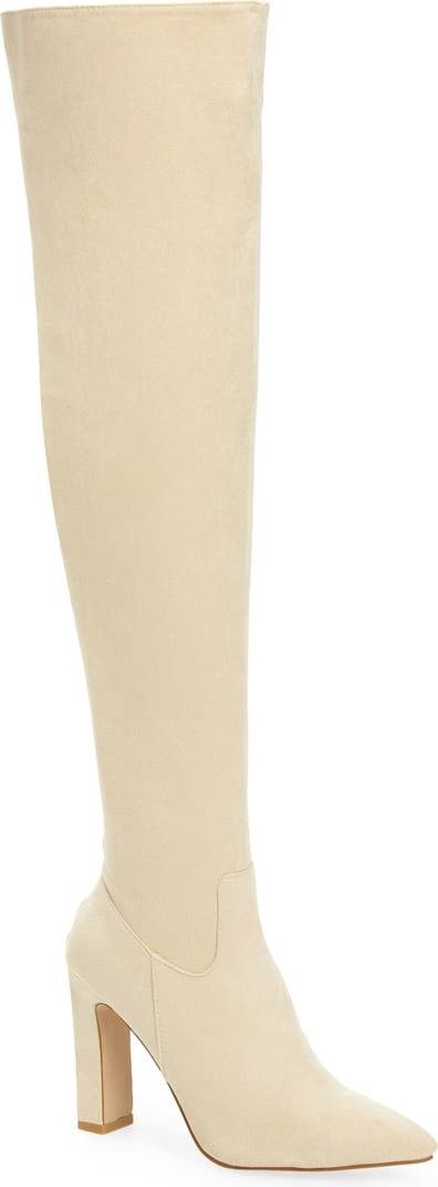 Billini Aaliyah Pointed Toe Over the Knee Boot White Shoes White Boots White Booties Spring Outfits  | Nordstrom