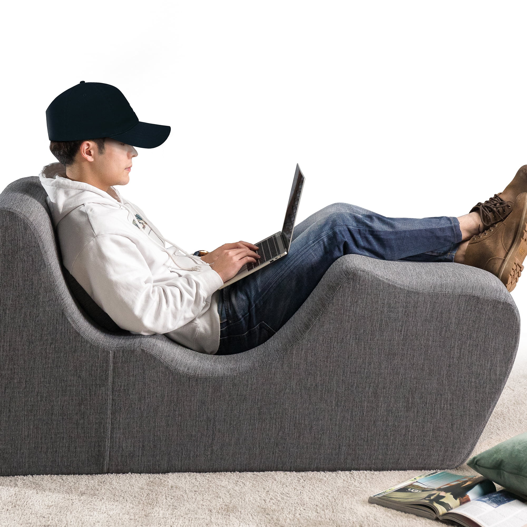 Zinus Lotus Zero Gravity Foam Indoor Chaise Lounger, Herringbone Light Grey | Walmart (US)