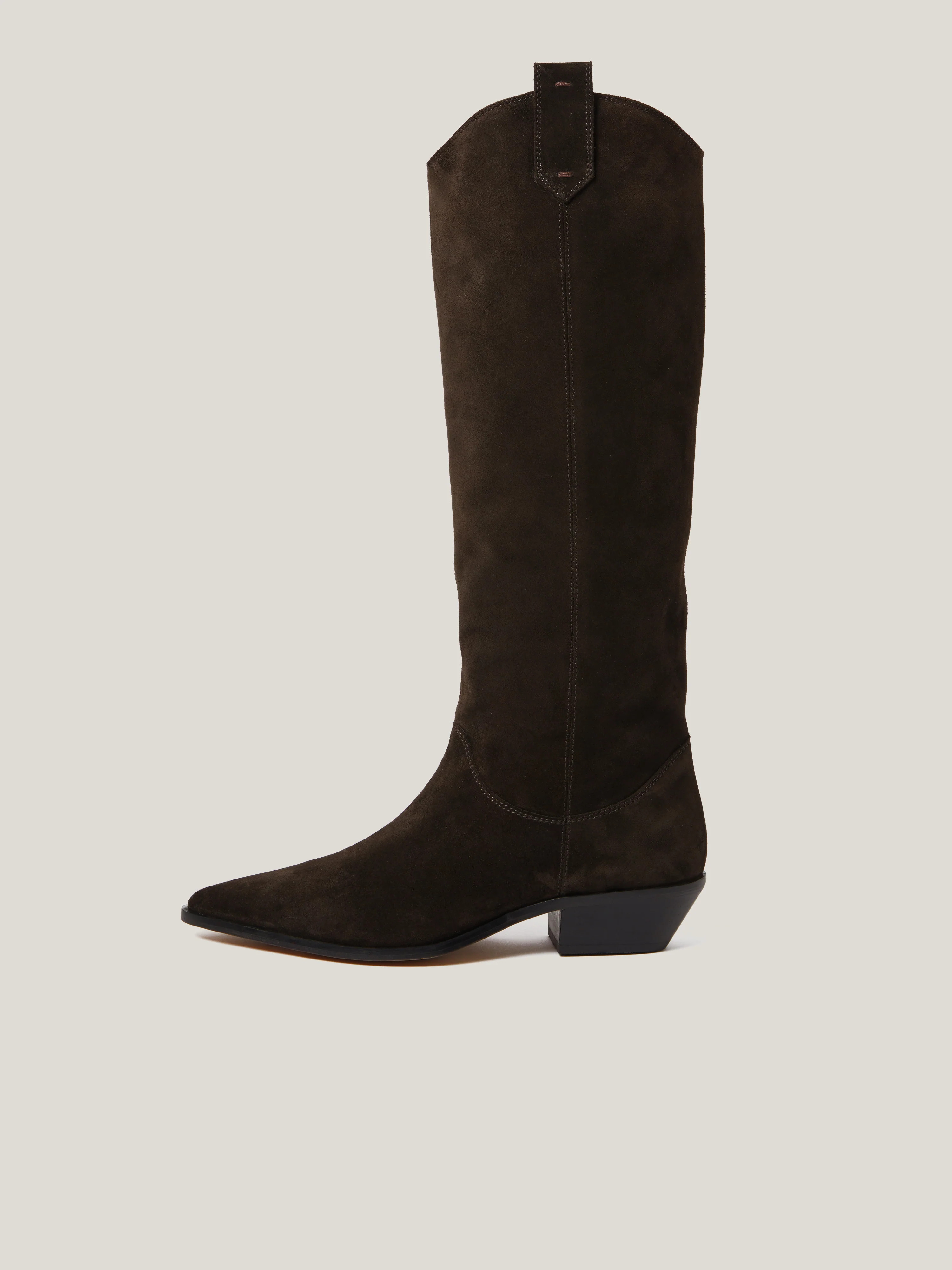 Suede Knee High Western Boot | Chocolate | Jigsaw (UK)