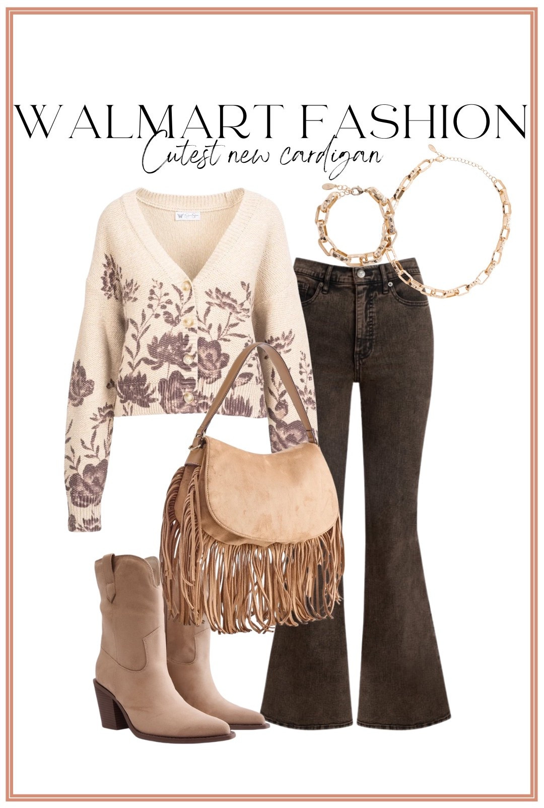 This NEW Walmart cardigan might be one of my favorite sweater finds yet!! 🤎🌿 The floral pattern and neutral colors are absolutely gorgeous, and it looks SO good styled with dark wash flare jeans, western boots + a fringe bag. Such a cute Walmart fall outfit with the perfect mix of cozy, feminine + western-inspired style! This cardigan looks like something I’d expect to see for WAY more, and I have a feeling this one is going to go FAST! 😍

#walmartfashion #walmartfinds #walmartnewarrivals #walmartstyle #walmartcardigan #walmartsweater #fallfashion #falloutfit #fallstyle #affordablefashion #affordablestyle #westernstyle #flarejeans #cardiganoutfit #walmartclothing

#LTKootd #LTKPetite