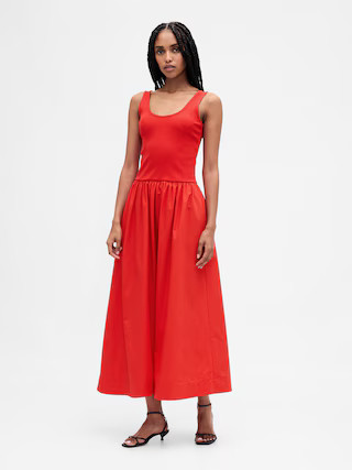 Mixed Media Drop-Waist Maxi Dress | Gap | Gap (US)