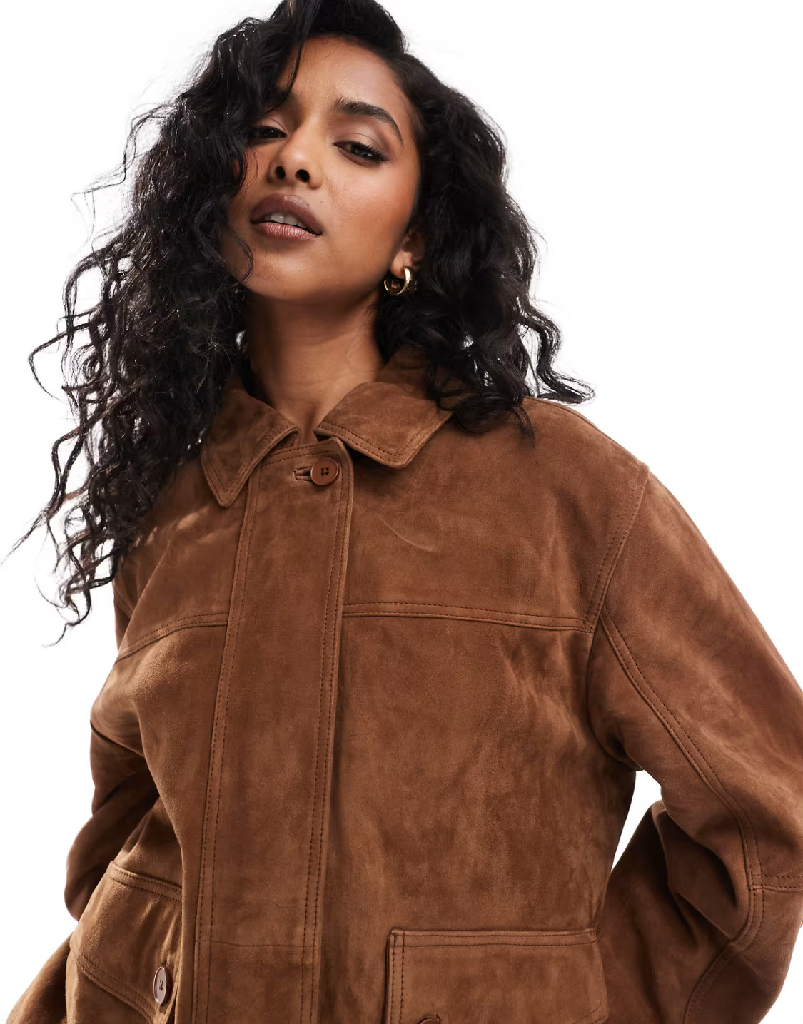 ASOS DESIGN real suede oversized bomber in tan | ASOS (Global)