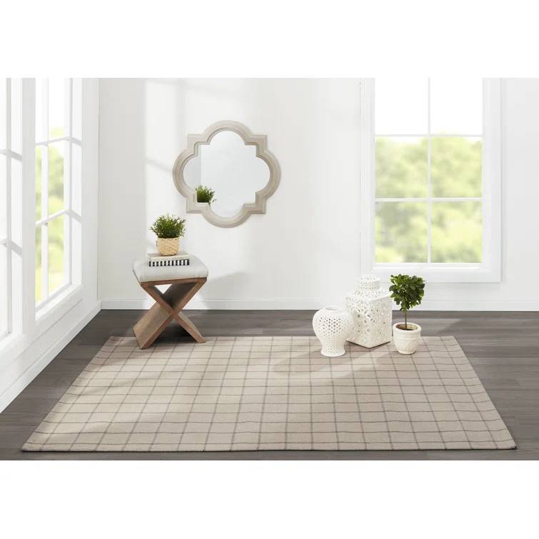 Marlborough Plaid Handmade Handwoven Wool Area Rug in Ivory | Wayfair North America