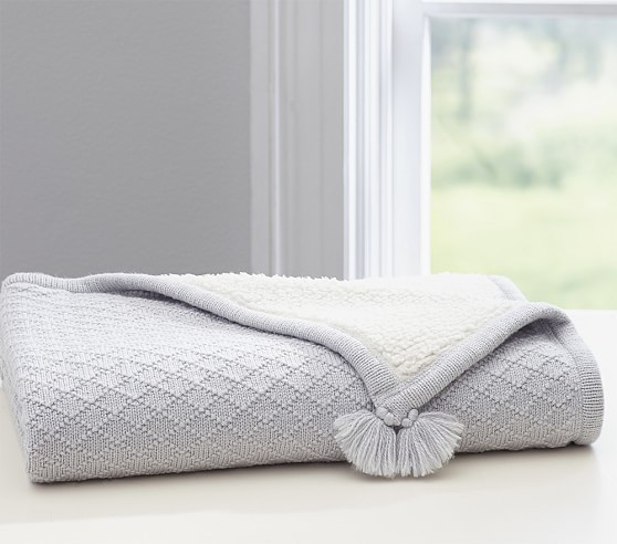 Luxe Cable Knit Sherpa Baby Blanket | Pottery Barn Kids