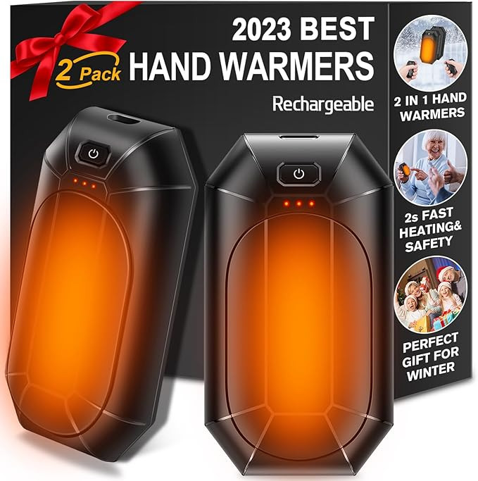 2-Pack Hand Warmers Rechargeable,Portable Electric Hand Warmers Reusable,USB 2 in 1 Handwarmers,O... | Amazon (US)