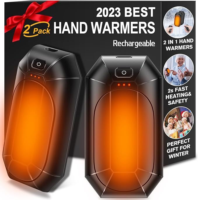 2-Pack Hand Warmers Rechargeable,Portable Electric Hand Warmers Reusable,USB 2 in 1 Handwarmers,O... | Amazon (US)