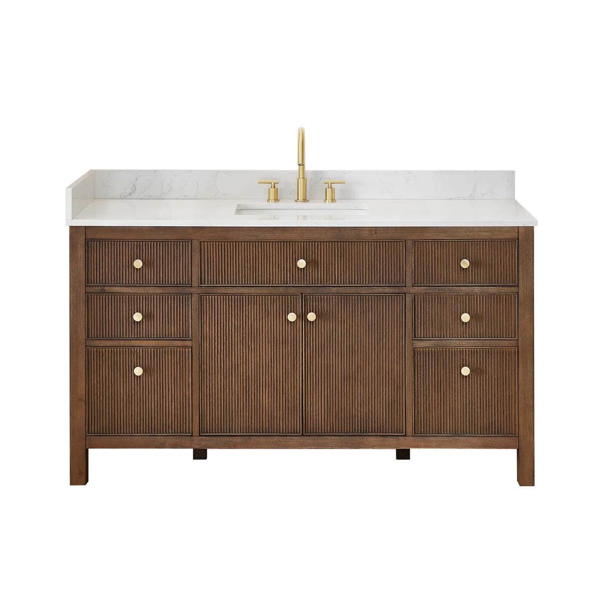 Lala 60" Single Bathroom Vanity with Grain White Engineered Stone Countertop without Mirror | Wayfair North America