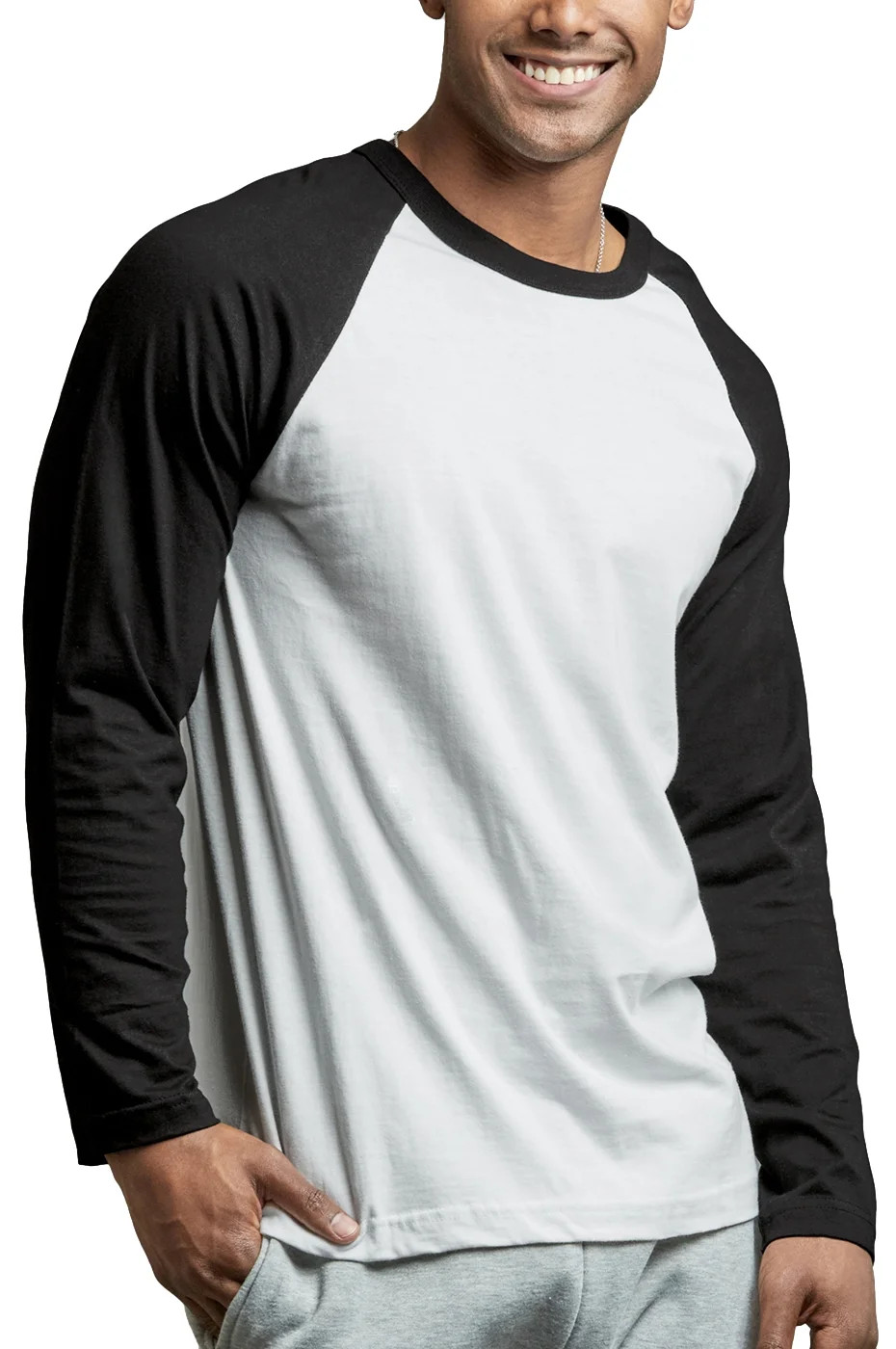 Men's Long Sleeve Baseball T-Shirt Jersey Raglan Two-Tone Active Tee | Walmart (US)