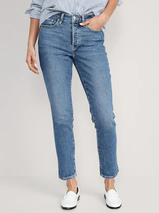 High-Waisted Button-Fly OG Straight Ankle Jeans for Women | Old Navy (CA)