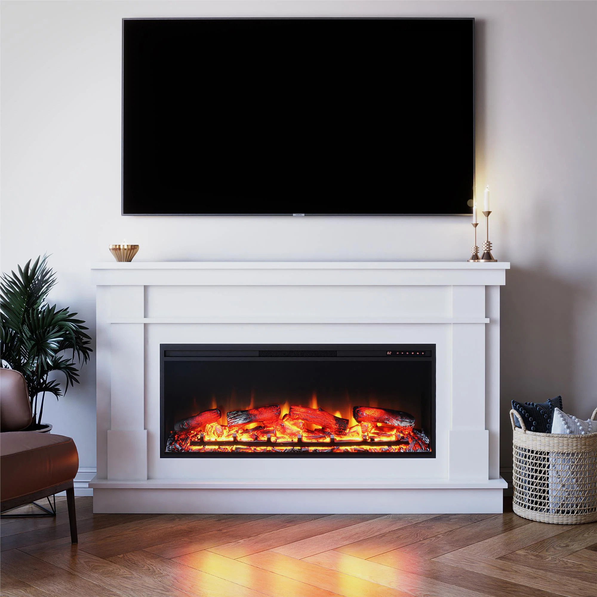 The Twillery Co.® Powe Newsome Wide Mantel With Linear Electric Fireplace & Reviews | Wayfair | Wayfair North America