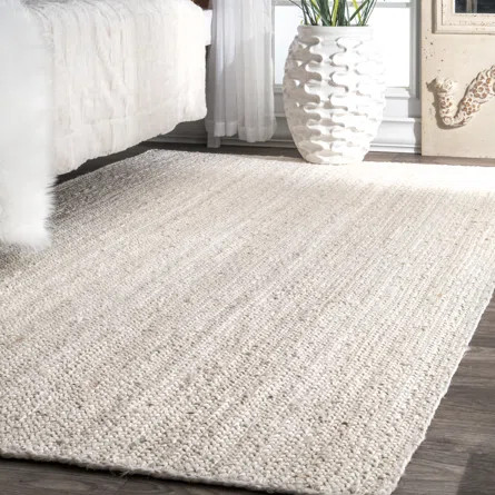 Highland Dunes Cruise Hand Braided Jute Off White Area Rug | Wayfair North America