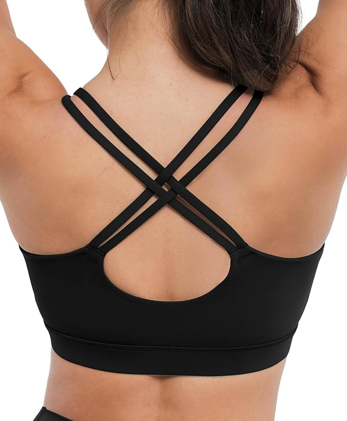 BRXL Strappy Sports Bras for Women High Support Criss-Cross Back Padded Sports Bra with Removable... | Amazon (US)