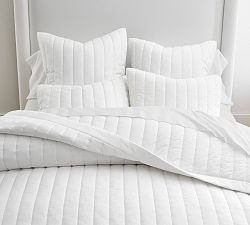 European Flax Linen Cotton Channel Stitch Quilt | Pottery Barn (US)