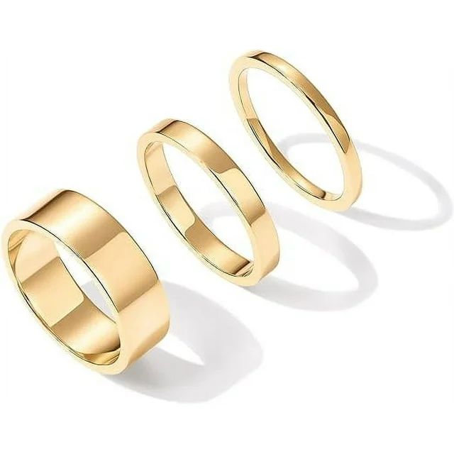 PAVOI 18K Gold Plated Rings Set | Gold Stacking Rings for Women | Stacking Ring Set (Yellow Gold,... | Walmart (US)