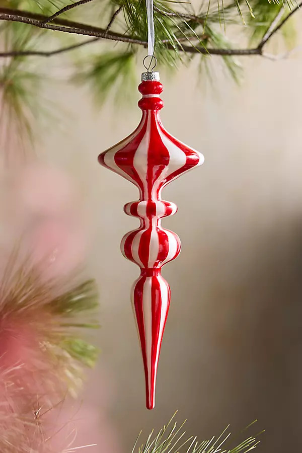 Peppermint Finial Glass Ornament | Anthropologie (US)