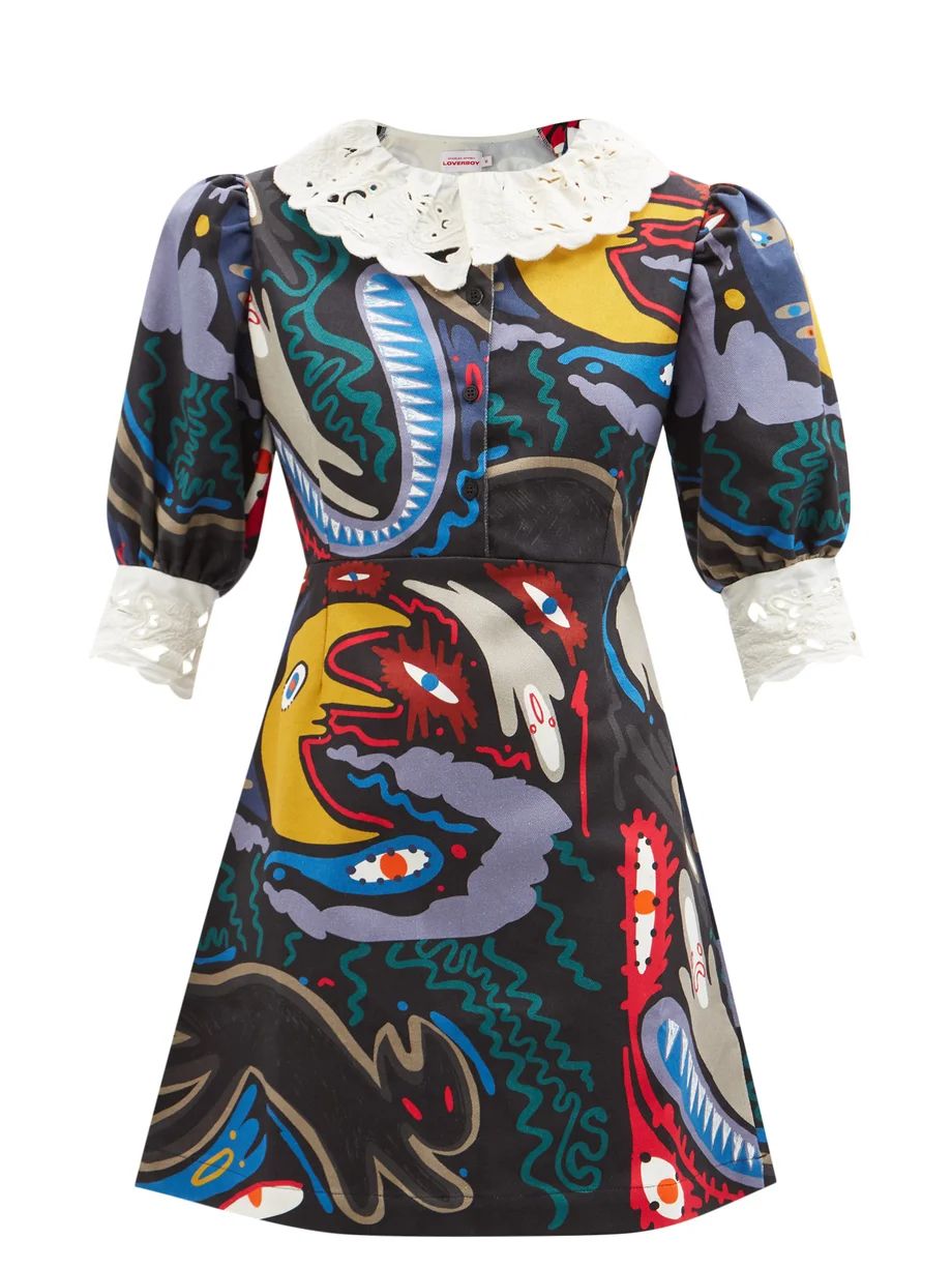 Abstract-print denim mini dress | Charles Jeffrey LOVERBOY | Matches (US)