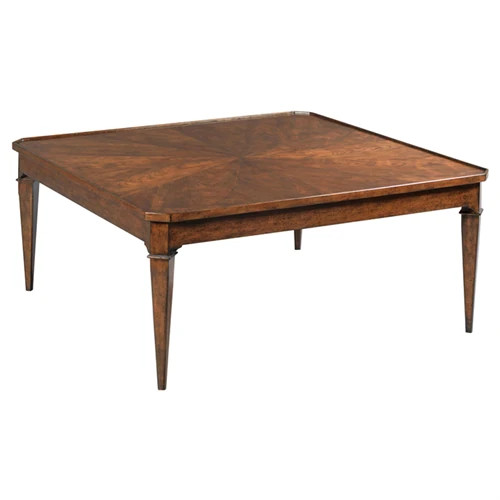 Provence Updated Traditional Brown Wood Square Coffee Table | Kathy Kuo Home