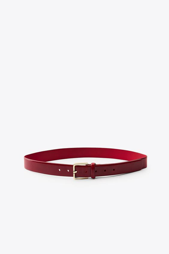 LEATHER BELT WITH SQUARE BUCKLE | Zara AU
