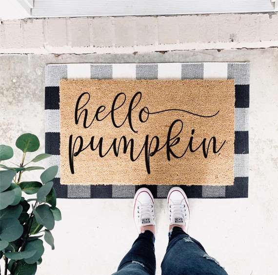 Hello Pumpkin Coir Doormat  Fall Doormat  Fall Porch Decor  | Etsy | Etsy (US)