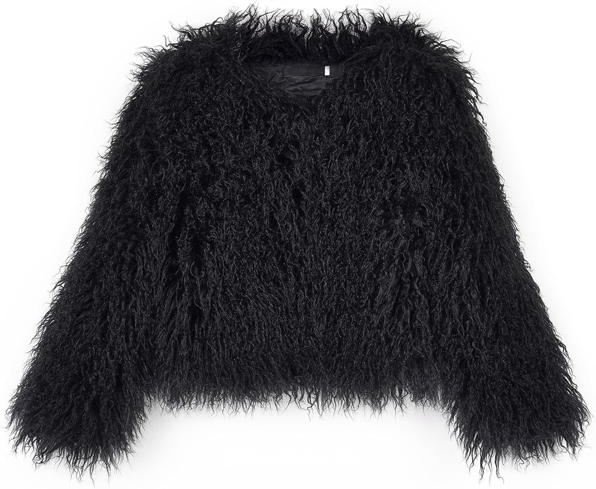 Women's Shaggy Faux Fur Outwear Coat Jacket Long Sleeve Warm Winter | Amazon (US)
