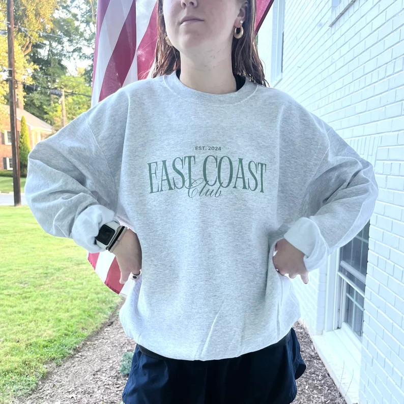 East Coast Club Grey Crewneck Sweatshirt - Etsy | Etsy (US)