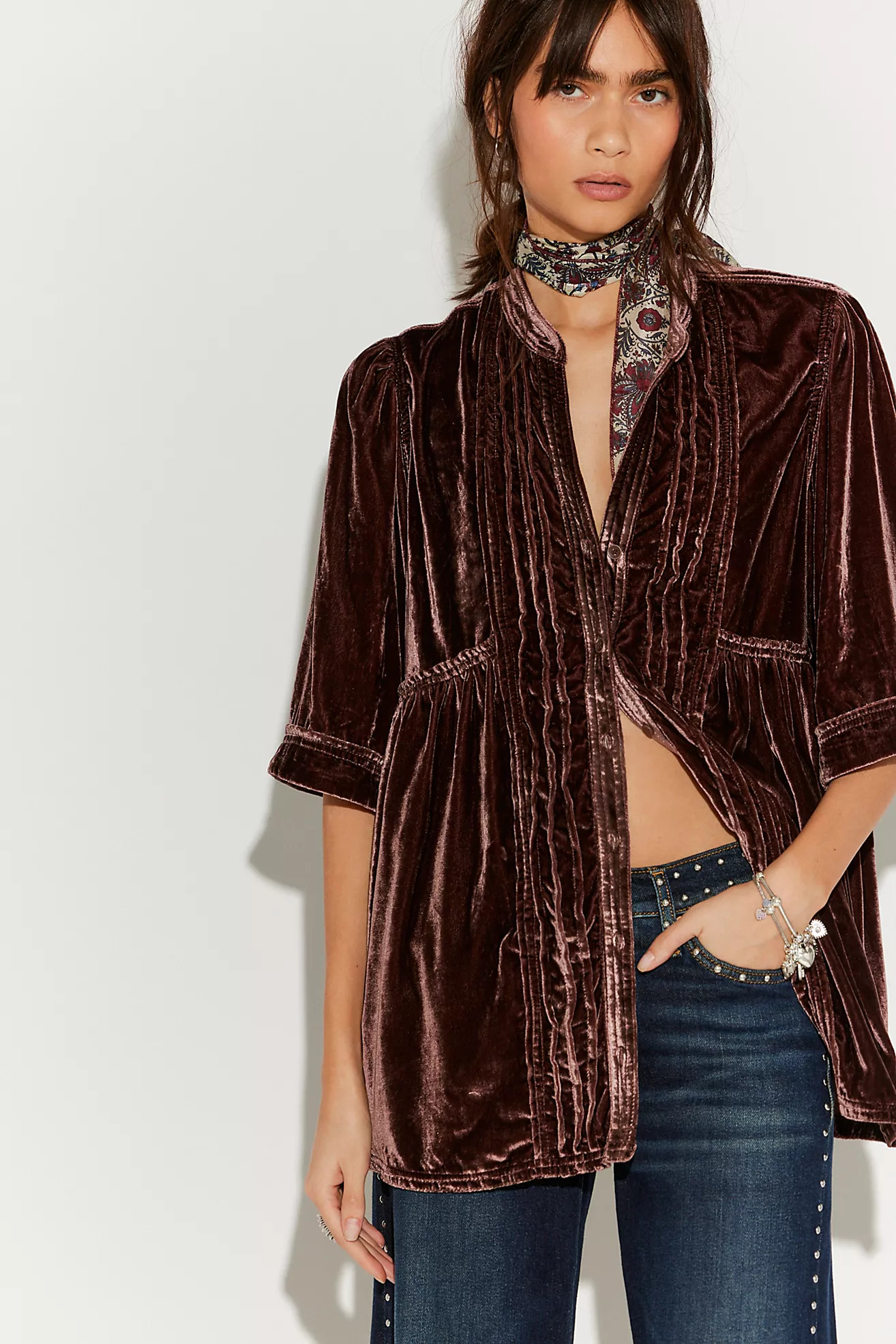 We The Free Velvet Willow Button Down | Free People (Global - UK&FR Excluded)