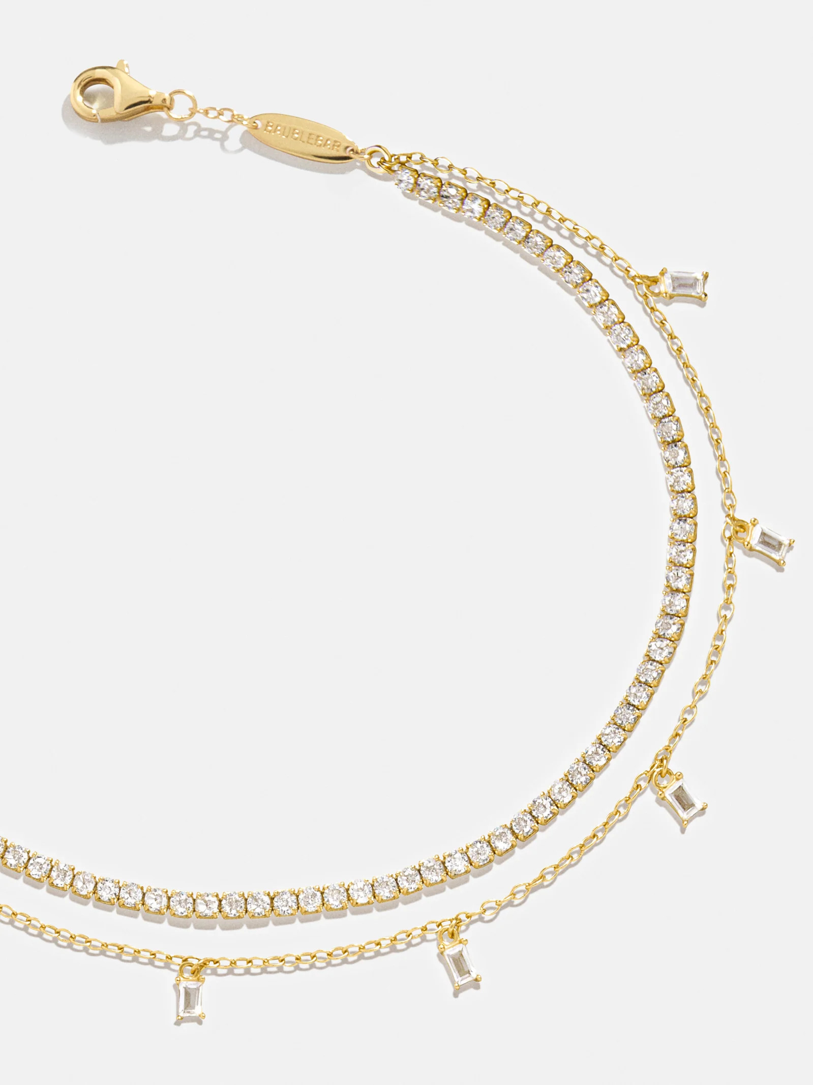 Tina 18K Gold Vermeil Layered Anklet - Gold/Pavé | BaubleBar