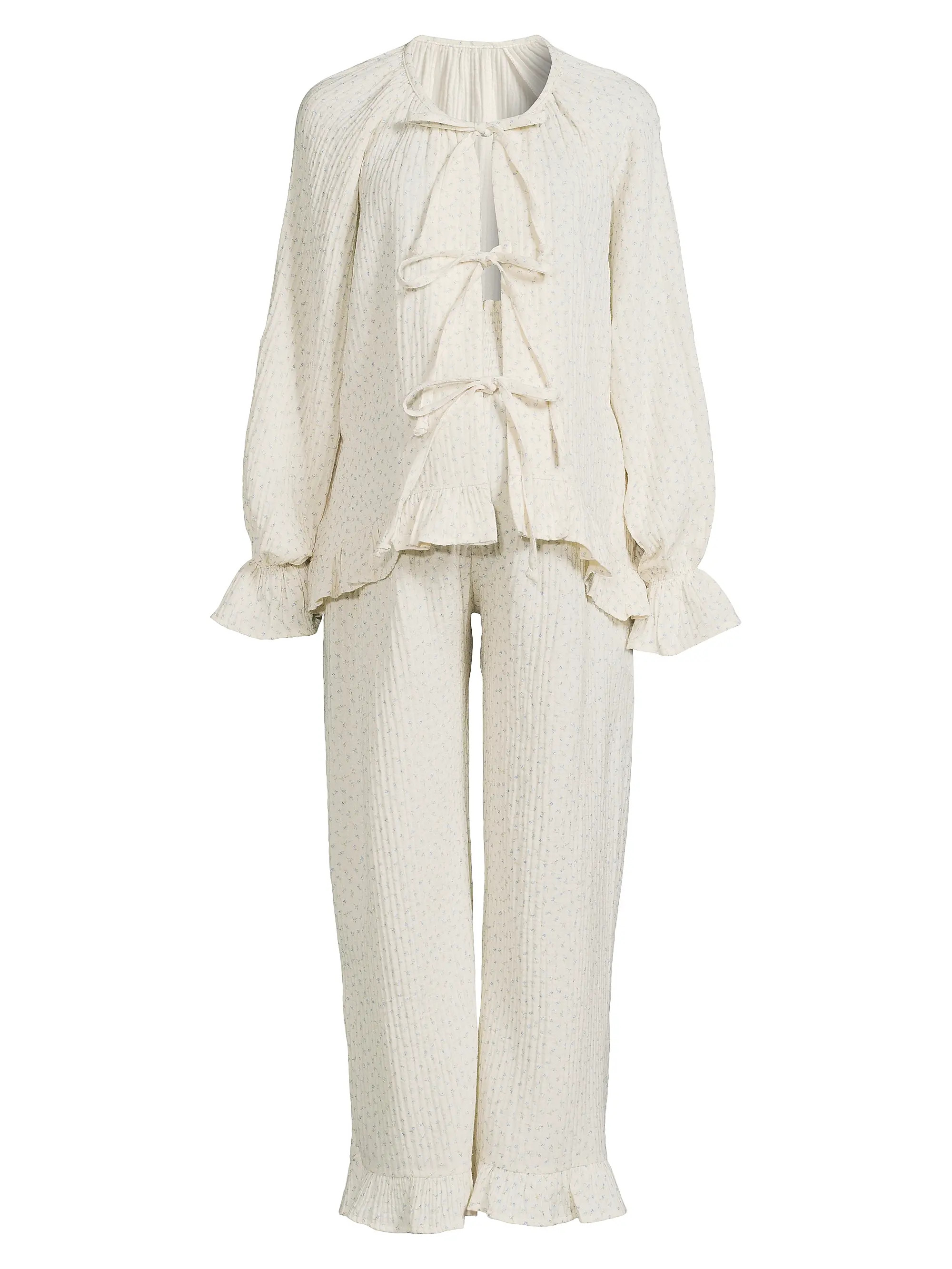 Nothing Fits But Cozy Tie Muslin Lounge Set | Saks Fifth Avenue | Saks Fifth Avenue